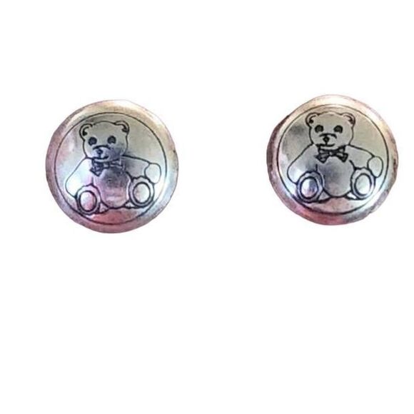 Sterling silver post earring Teddy Bear - Picture 1 of 3